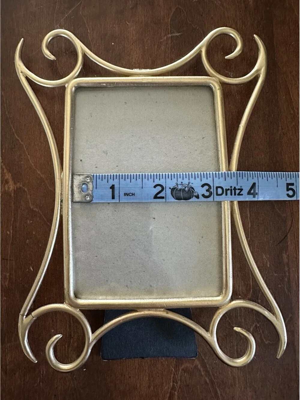 Vintage Gold Tone Metal Scroll Picture Frame 4x6 Easel & Wall Hanging Ornate